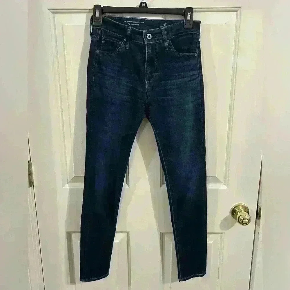 AG Jeans Women’s Size 24 Farrah High Rise Skinny Crop Dark Wash Jeans - Picture 4 of 10